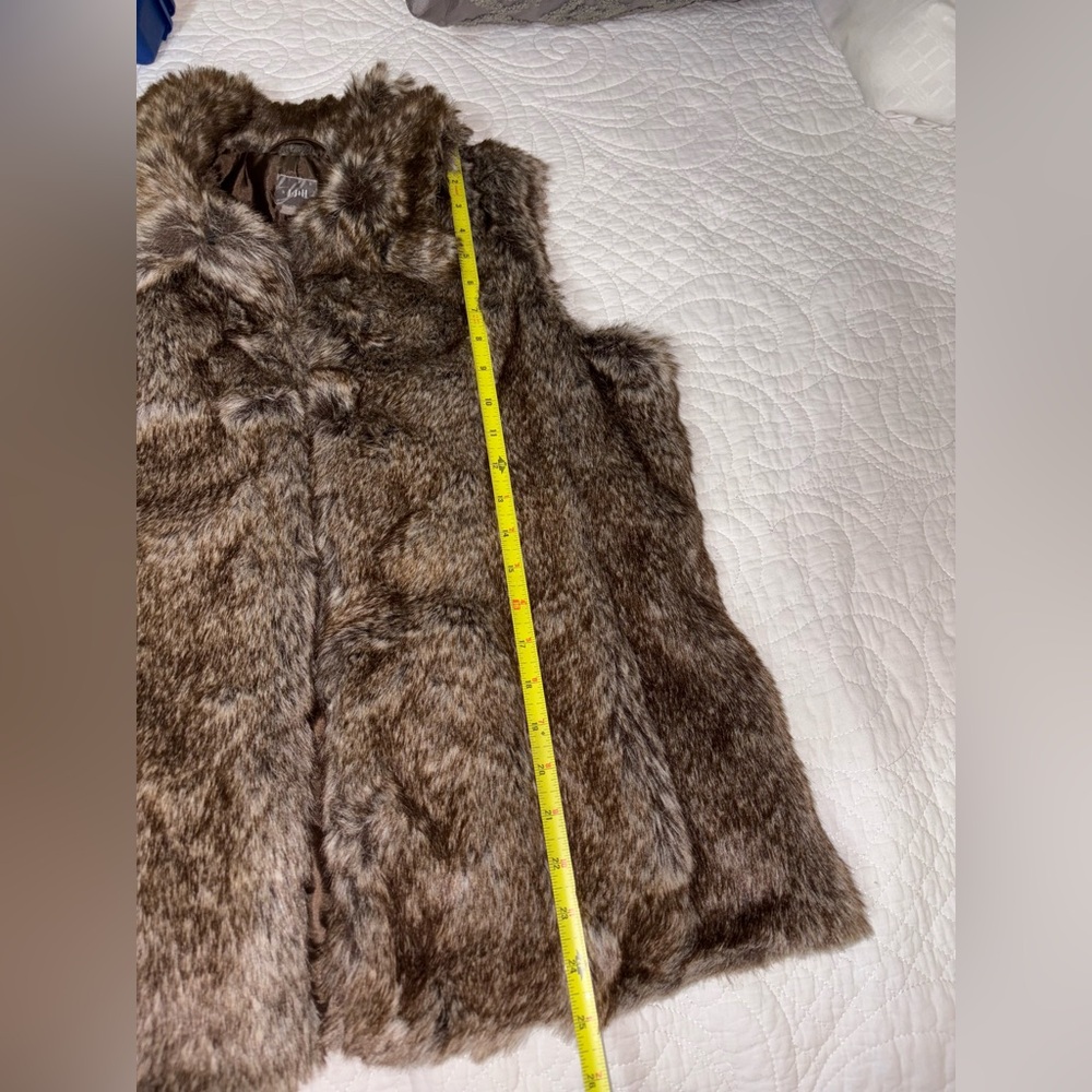 J. Jill Faux Fur Vest Women’s Medium Brown Plush Lined Boho Winter Luxury - Picture 7 of 7